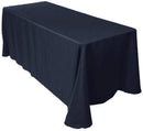 90" Solid Tablecloth - Navy Blue - Polyester Poplin Rectangular Full Table Cover (Pick Size)