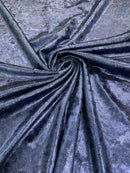 Foiled Stretch Velvet - Navy Blue - 4 Way Stretch Velvet Foil Fabric - 60'' Wide Sold By The Yard