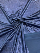 Foiled Stretch Velvet - Navy Blue - 4 Way Stretch Velvet Foil Fabric - 60'' Wide Sold By The Yard