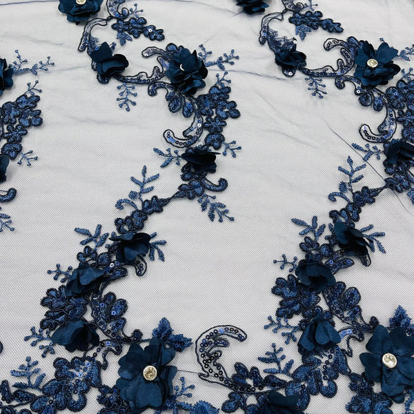 Navy blue lace shop fabric