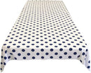 58" Polka Dot Tablecloth - Navy Blue on White - Polka Dot Design Rectangular Table Cover (Pick Size)