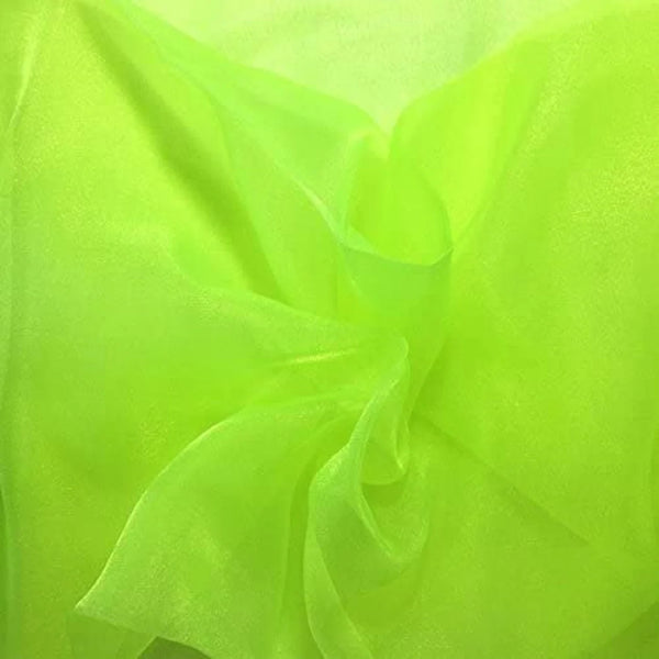 Organza Sparkle - Neon Green - Crystal Sheer Fabric for Fashion, Crafts, Decorations 60" by Yard