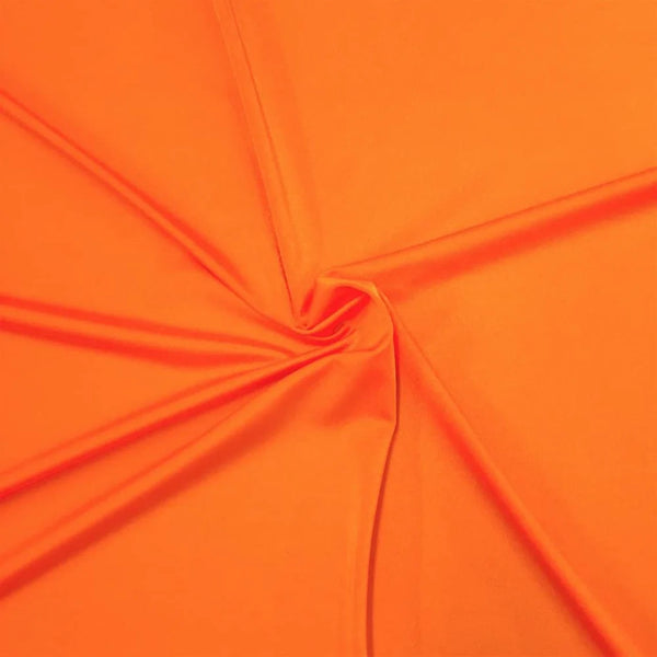 58" Shiny Milliskin Fabric - Neon Orange - 4 Way Stretch Milliskin Shiny Fabric by The Yard (Pick a Size)