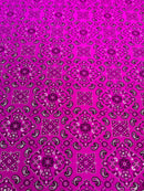 Bandana Print Fabrics - Neon Pink - Lycra Spandex Bandana Fabric Sold By The Yard