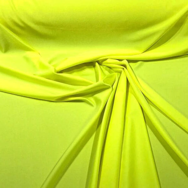 58" Shiny Milliskin Fabric - Neon Yellow - 4 Way Stretch Milliskin Shiny Fabric by The Yard (Pick a Size)