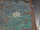 Big Damask Sequins Fabric - Iridescent Aqua - 4 Way Stretch Damask Sequins Design Fabric By Yard