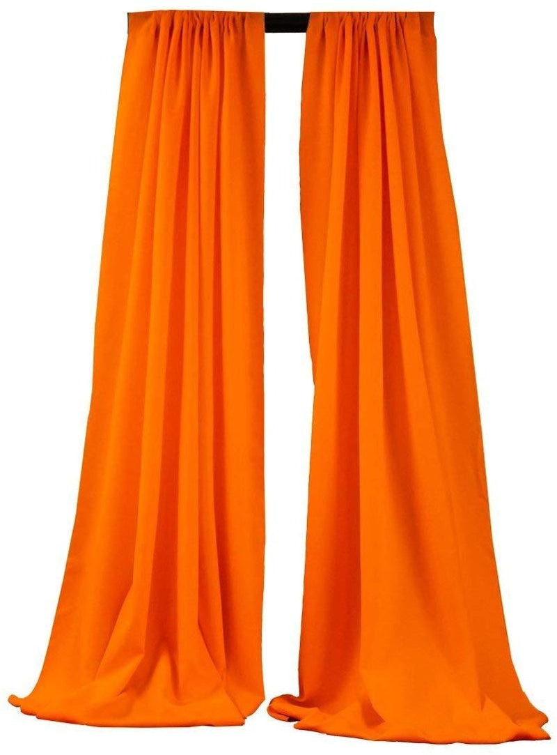 5 Feet x 10 Feet - Neon Orange Polyester Backdrop Drape Curtains, Polyester Poplin Backdrop - 1 Pair