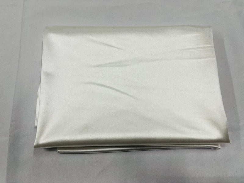 Spandex Polyester Fabric - Off-White - Shiny Stretch Polyester / 20% Spandex Fabric By Yard