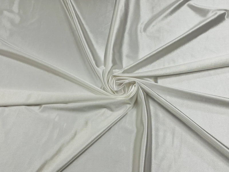 Spandex Polyester Fabric - Off-White - Shiny Stretch Polyester / 20% Spandex Fabric By Yard