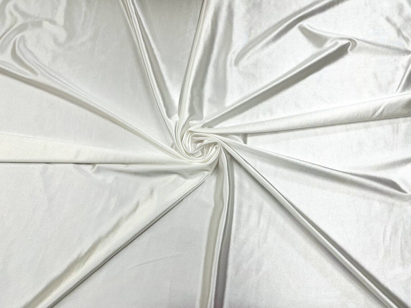 Spandex Polyester Fabric - Off-White - Shiny Stretch Polyester / 20% S