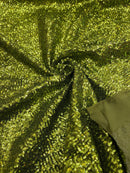 Mini Glitz Sequins Milliskin - Olive - 4 Way Stretch Milliskin Nylon Spandex Fabric Sold By Yard