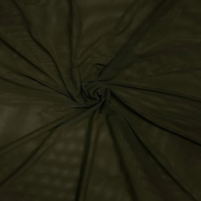 Power Mesh Fabric - Dark Olive - Nylon Lycra Spandex 4 Way Stretch Fabric  58"/60" By Yard