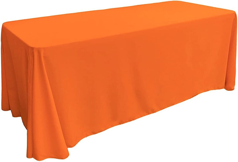 90" Solid Tablecloth - Orange - Polyester Poplin Rectangular Full Table Cover (Pick Size)