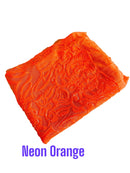 4 Way Stretch Fabric - Neon Orange - Sequins Design on Spandex Mesh Fashion Fabric