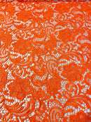 Guipure Lace Fabric - Orange - Floral Bridal Lace Guipure By Yard