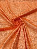 3D Beaded Lace Fabric - Orange - Heavy Embroidery Handmade Lace, Beaded Fabric By Yard