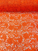 Guipure Lace Fabric - Orange - Floral Bridal Lace Guipure By Yard