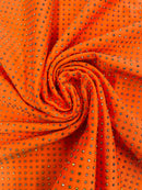 Solid Color Rhinestone Fabric - Orange - 4 Way Stretch Soft Solid Color Fabric with Crystal Stones Sold By Yard