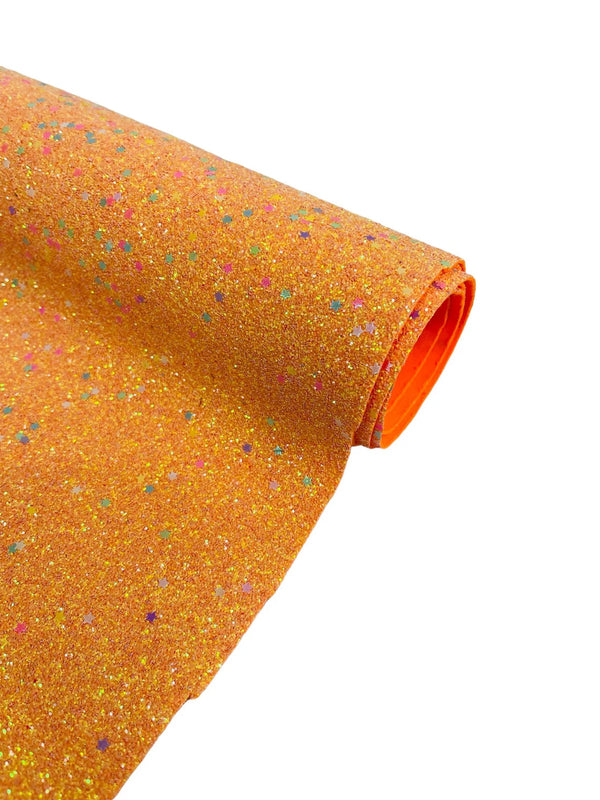 Stardust Glitter Vinyl - Orange Iridescent - 54" Wide Crafting Glitter Vinyl Fabric Sold By The Yard