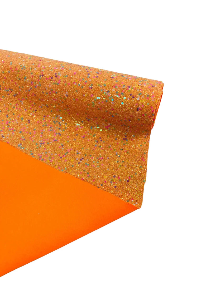 Stardust Glitter Vinyl - Orange Iridescent - 54" Wide Crafting Glitter Vinyl Fabric Sold By The Yard