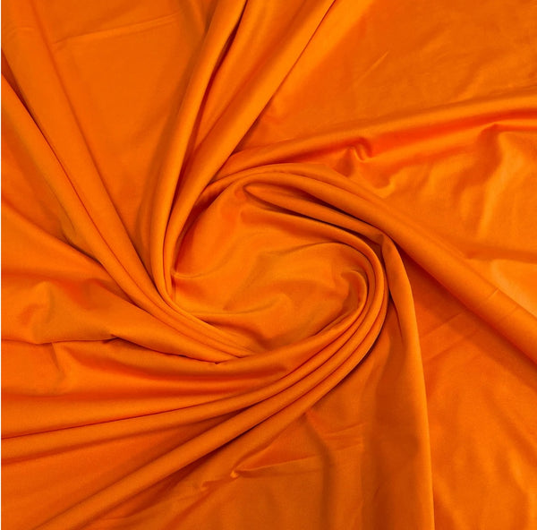 58" Shiny Milliskin Fabric - Orange - 4 Way Stretch Milliskin Shiny Fabric by The Yard (Pick a Size)
