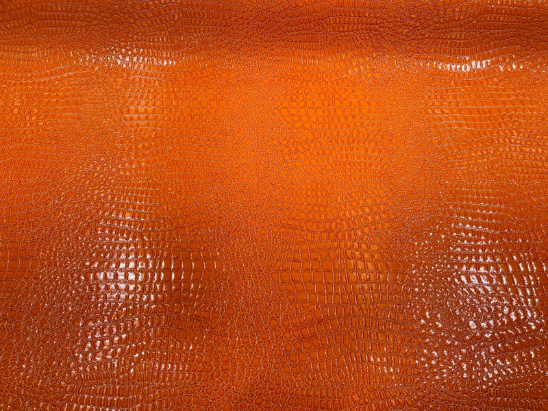 Crocodile Faux Leather Vinyl - Brown - Fabric 3D Scales Vinyl Crocodile  Sold By Yard