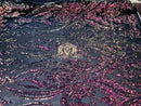 Iridescent - Rainbow - Sequins 4 Way Stretch Fabric Embroidered On Mesh Sold By The Yard