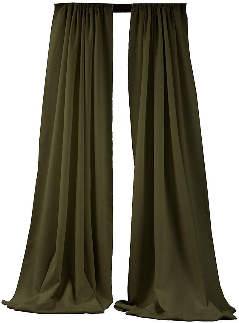 5 Feet x 10 Feet - Olive - Polyester Backdrop Drape Curtains, Polyester Poplin Backdrop - 1 Pair