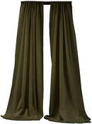 5 Feet x 10 Feet - Olive - Polyester Backdrop Drape Curtains, Polyester Poplin Backdrop - 1 Pair