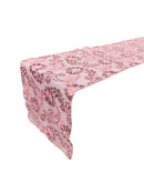 Floral Lace Sequins Table Runner - Pink - 12" x 90" Floral Lace Table Runner