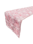 Satin Rosette Table Runner - Pink - 12" x 90" Floral Design Event Decor Table Runner