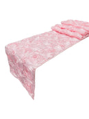 Satin Rosette Table Runner - Pink - 12" x 90" Floral Design Event Decor Table Runner