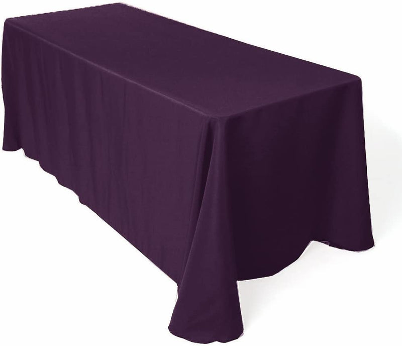90" Solid Tablecloth - Plum - Polyester Poplin Rectangular Full Table Cover (Pick Size)