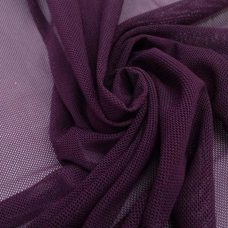 Power Mesh Fabric - Plum - Nylon Lycra Spandex 4 Way Stretch Fabric  58"/60" By Yard