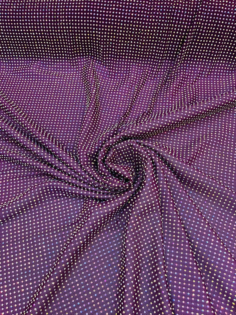 Black Crystal rhinestone 4way stretch mesh fabric 48” width sold by the  yard