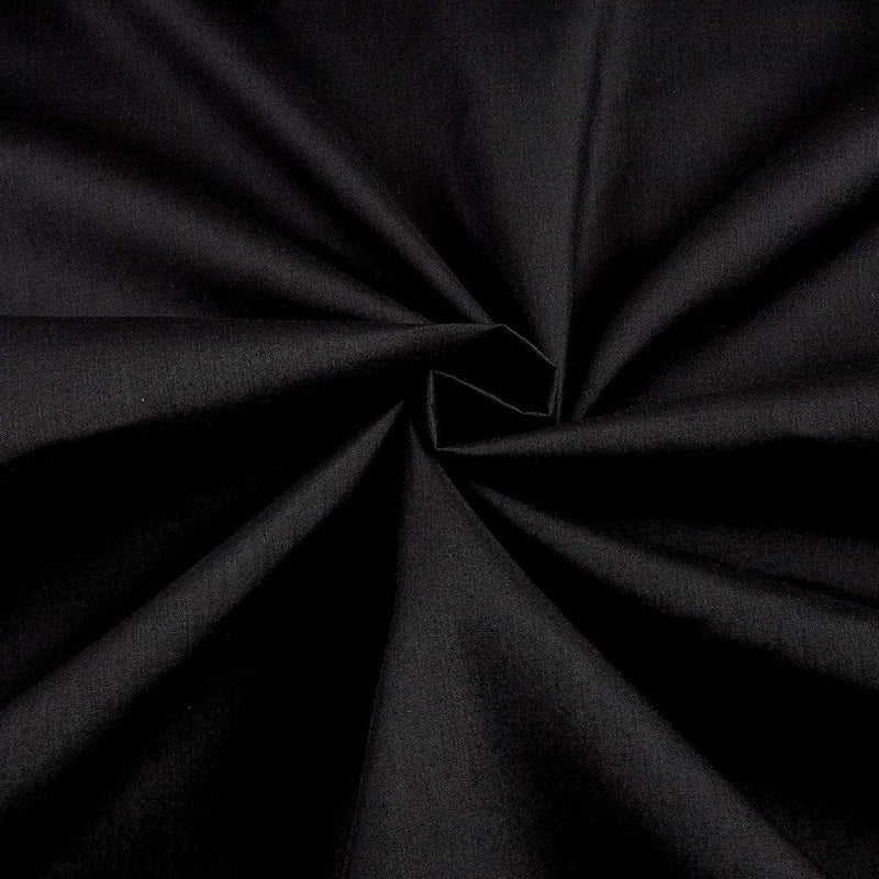 Solid Poly Cotton - Black - Solid Color Fabric Broadcloth 58"/ 60" Wide By The Yard