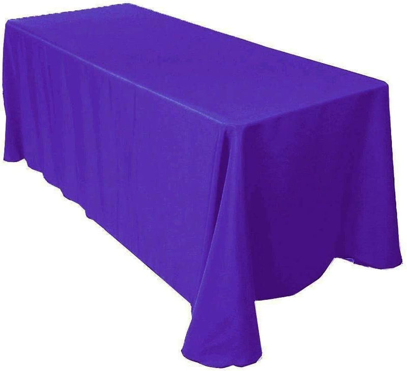 90" Solid Tablecloth - Purple - Polyester Poplin Rectangular Full Table Cover (Pick Size)