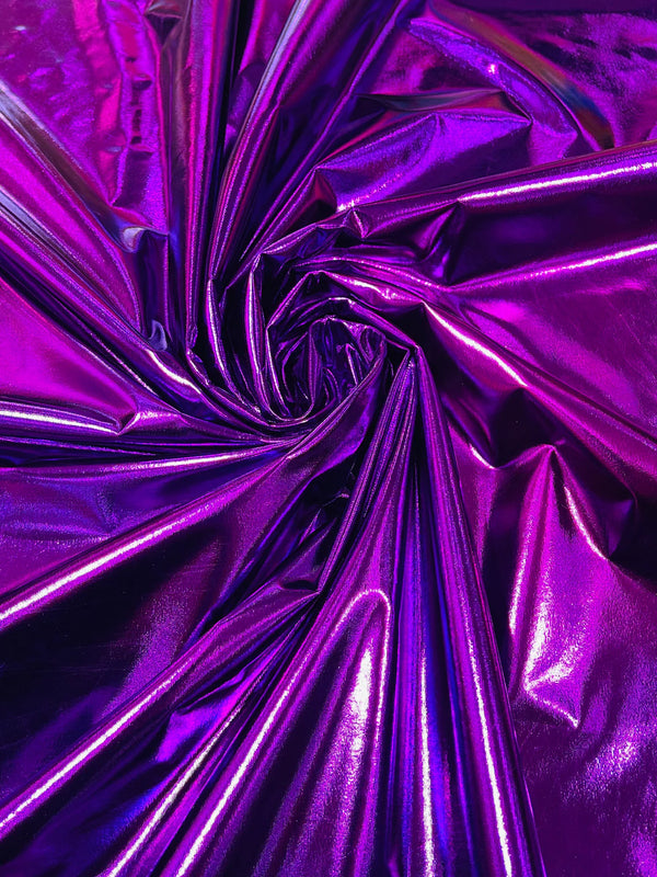 Metallic Foil Spandex Fabric - Purple - Spandex Lame Shiny Fabric 2 Way Stretch Sold By Yard
