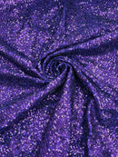 Mini Glitz Sequins Milliskin - Purple - 4 Way Stretch Milliskin Nylon Spandex Fabric Sold By Yard