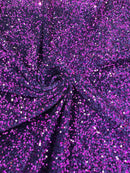 Stretch Velvet Sequins Fabric - Purple - Velvet Sequins 2 Way Stretch 58/60” By Yard