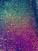 Multi-Color Sequins Mesh - Purple Iridescent - Shiny Sequins Design on Spandex Mesh Fabric By Yard