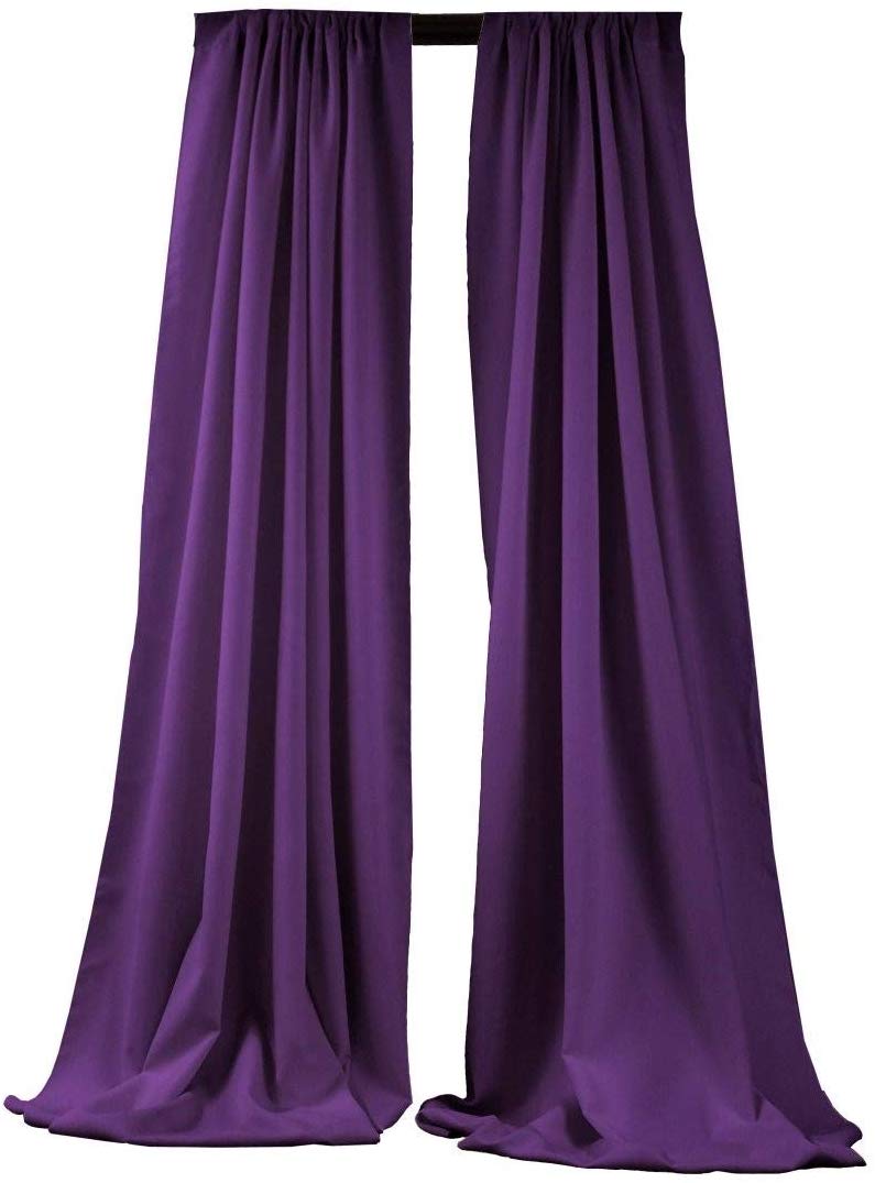 5 Feet x 10 Feet - Purple - Polyester Backdrop Drape Curtains, Polyester Poplin Backdrop - 1 Pair