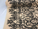Two Tone Sequins - Nude / Black - 4 Way Stretch Fancy Sequins Design Mesh Fabric Sold By The Yard