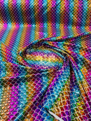 Mermaid Foil Fabric - Iridescent Rainbow - Mermaid Print Design on Spandex Fabric