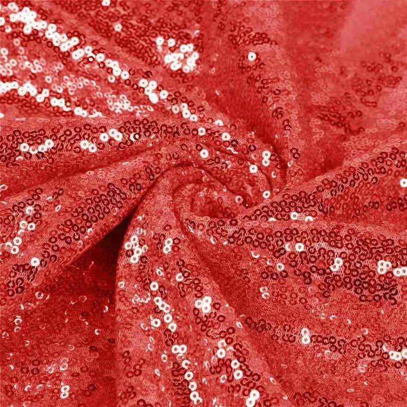 Red Seaweed Glitz Sequin Mesh Fabric