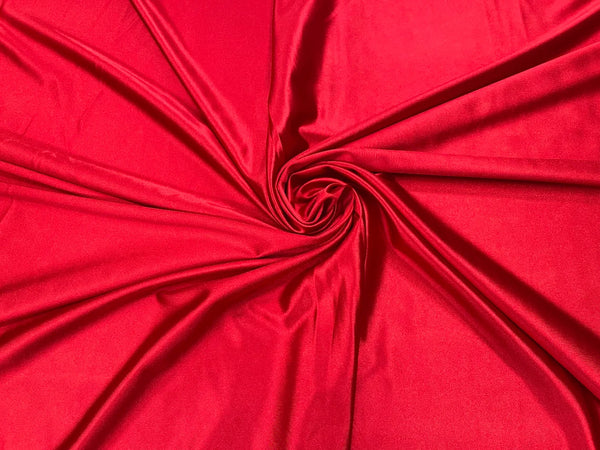 Spandex Polyester Fabric - Red - Shiny Stretch Polyester / 20% Spandex Fabric By Yard