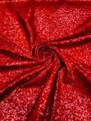 Mini Glitz Sequins Milliskin - Red - 4 Way Stretch Milliskin Nylon Spandex Fabric Sold By Yard