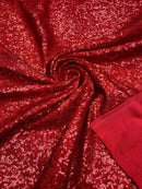 Mini Glitz Sequins Milliskin - Red - 4 Way Stretch Milliskin Nylon Spandex Fabric Sold By Yard