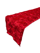 Satin Rosette Table Runner - Red - 12" x 90" Floral Design Event Decor Table Runner