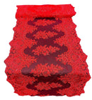 21" Floral Lace Metallic Design Table Runner - Red - Floral Runner for Event Decor Sold By The Yard